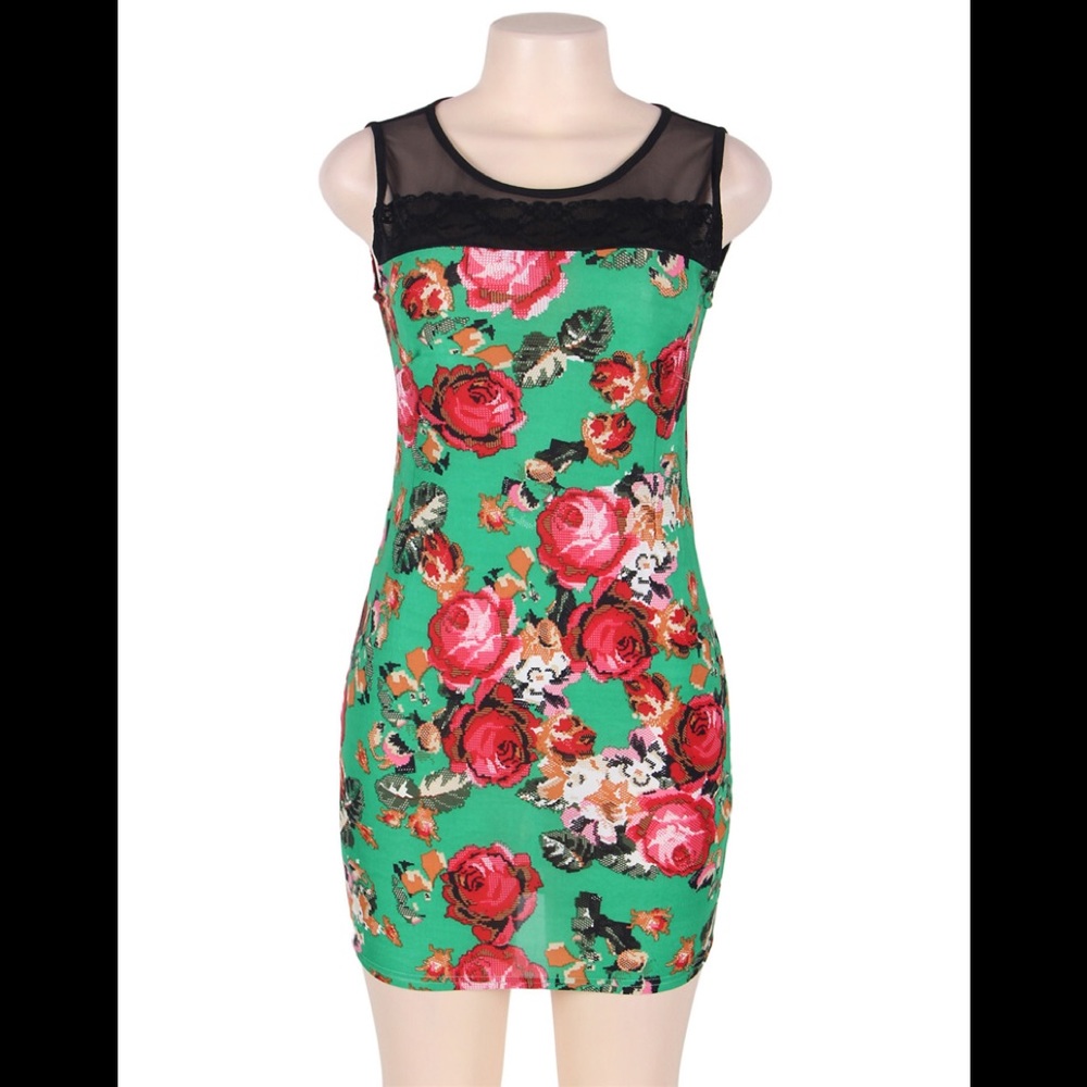 Green Flower Printed Dress